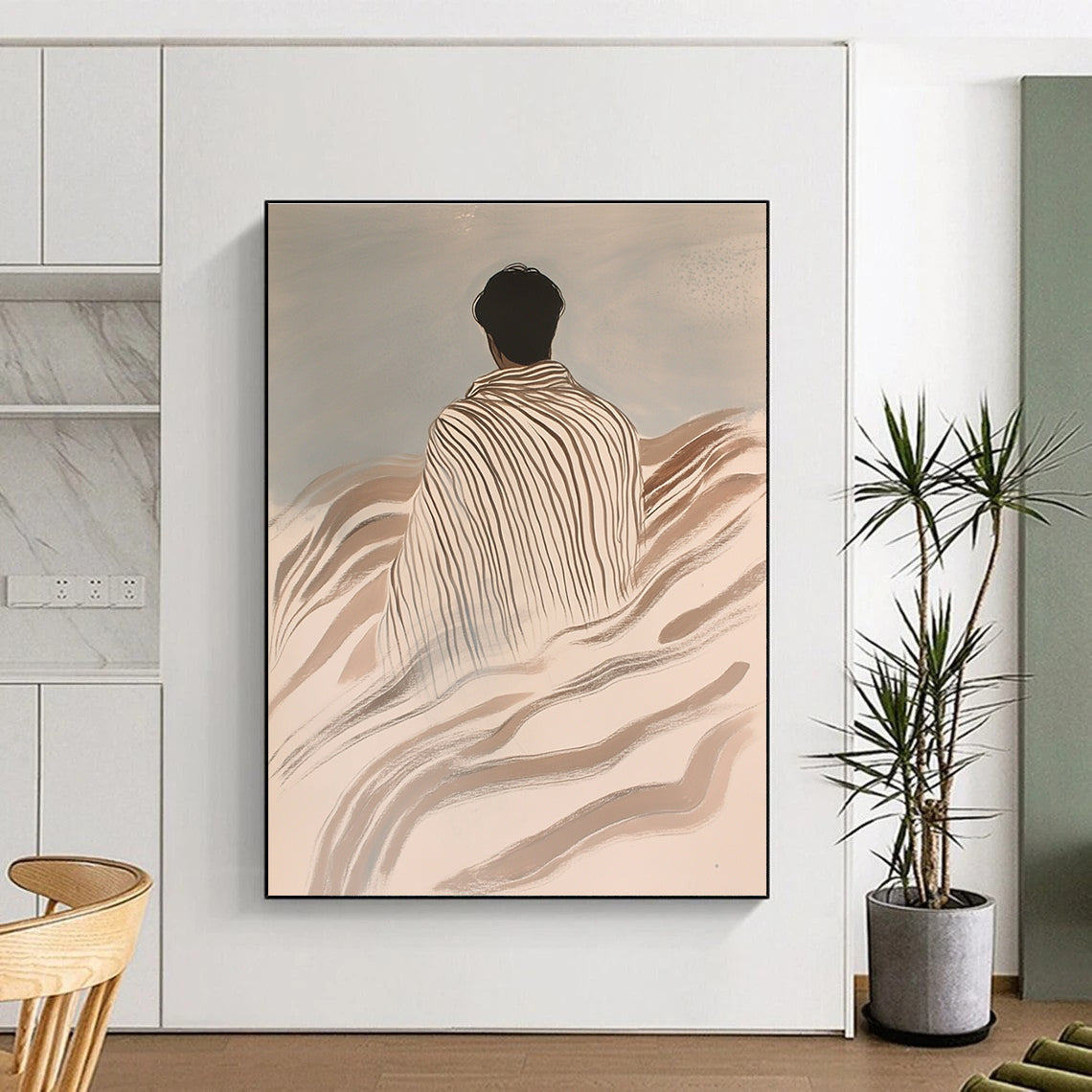 Striped Figure in the Wind Art for Bohemian Home & Wellness Retreat STSC1116
