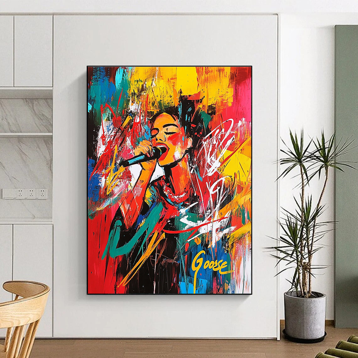 Colorful Singer Portrait Art for Music Room & Café STSC707