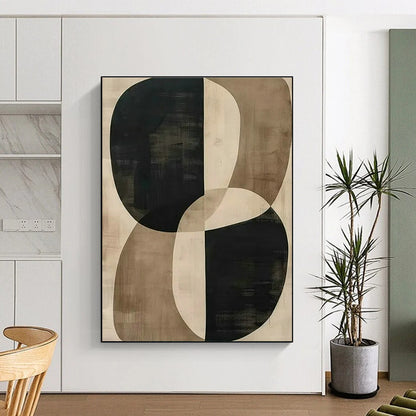Brown - Black Geometric Abstract Art for Mid - Century Modern Home & Architectural Studio DLZ1752