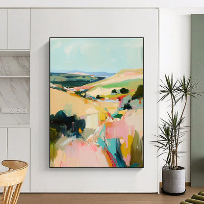 Colorful Landscape Abstraction for Modern Farmhouse Living Room & Art Gallery Café STSC150
