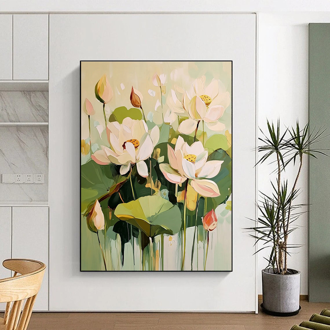 Lotus Flower Abstract for Zen - Inspired Bedroom & Cultural Art Space STSC319