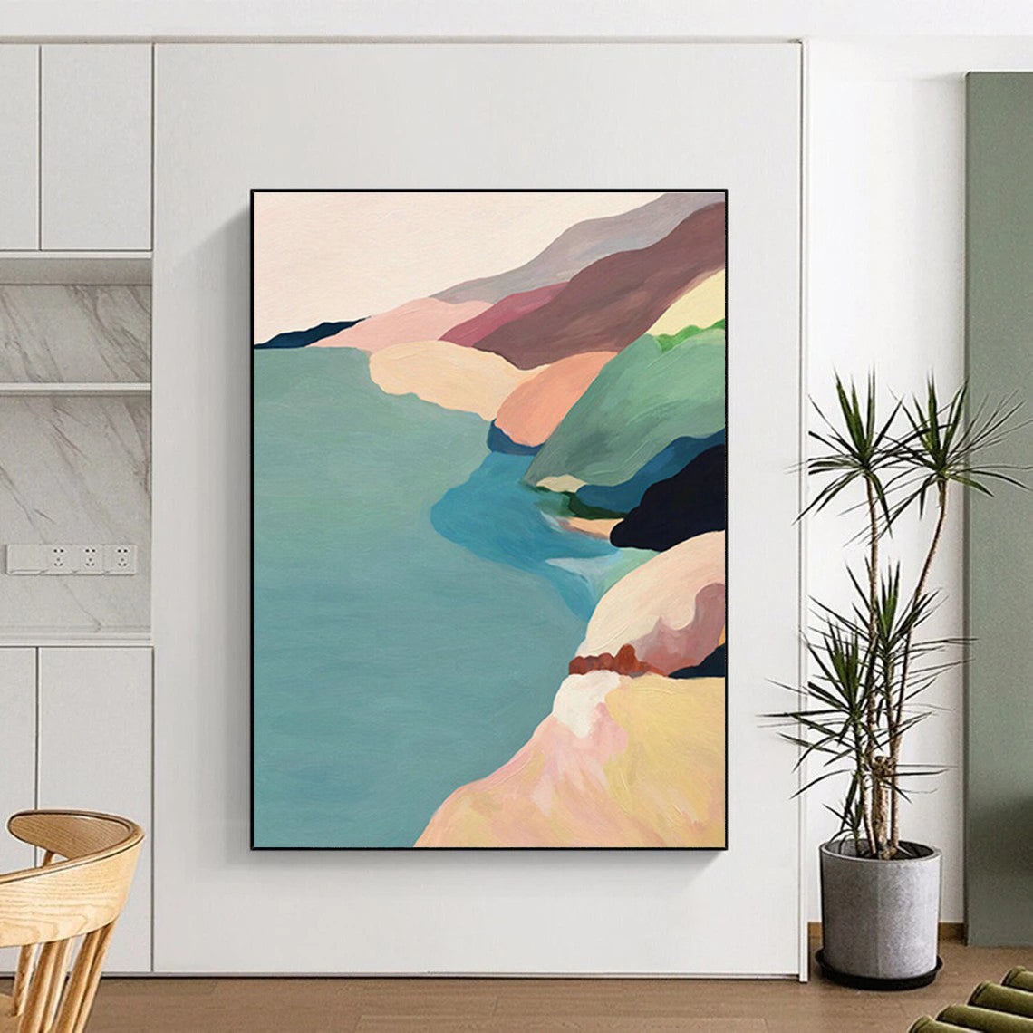 Color - Blocked Coastal Art for Beach House Living Room & Modern Seaside Café DLZ1420