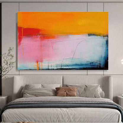 Orange - Pink Gradient Abstract Art for Modern Dining Room DLZ2883