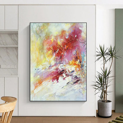Pink - Yellow Abstract Art for Romantic Wedding Venue & Art Gallery Café DLZ1825