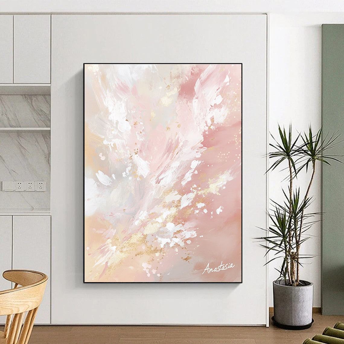 Pink and Gold Abstract for Luxurious Living Room & Wedding Venue Decor STSC1201