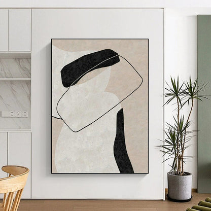 Beige - Black Abstract Art for Scandinavian - Style Living Room & Art Gallery Corridor DLZ2026