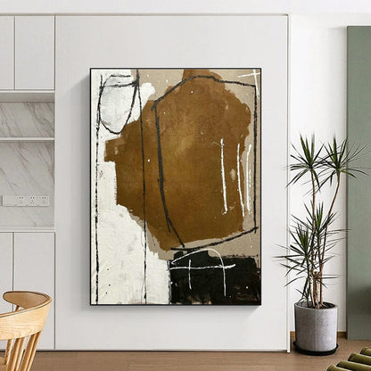 Brown - Black - White Abstract Art for Bohemian Home Living Room & Artistic Studio DLZ2029