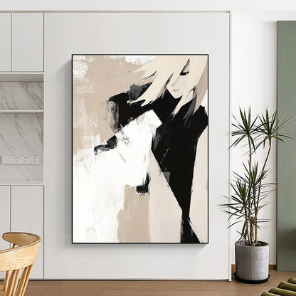 Beige and Black Abstract Character for Minimalist Home Office & Modern Studio STSC408