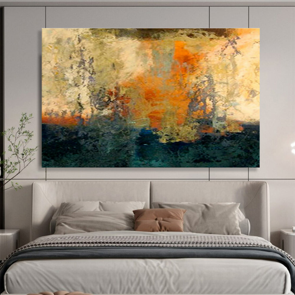 Orange - Yellow Hazy Abstract Art for Warm Living Area DLZ2762