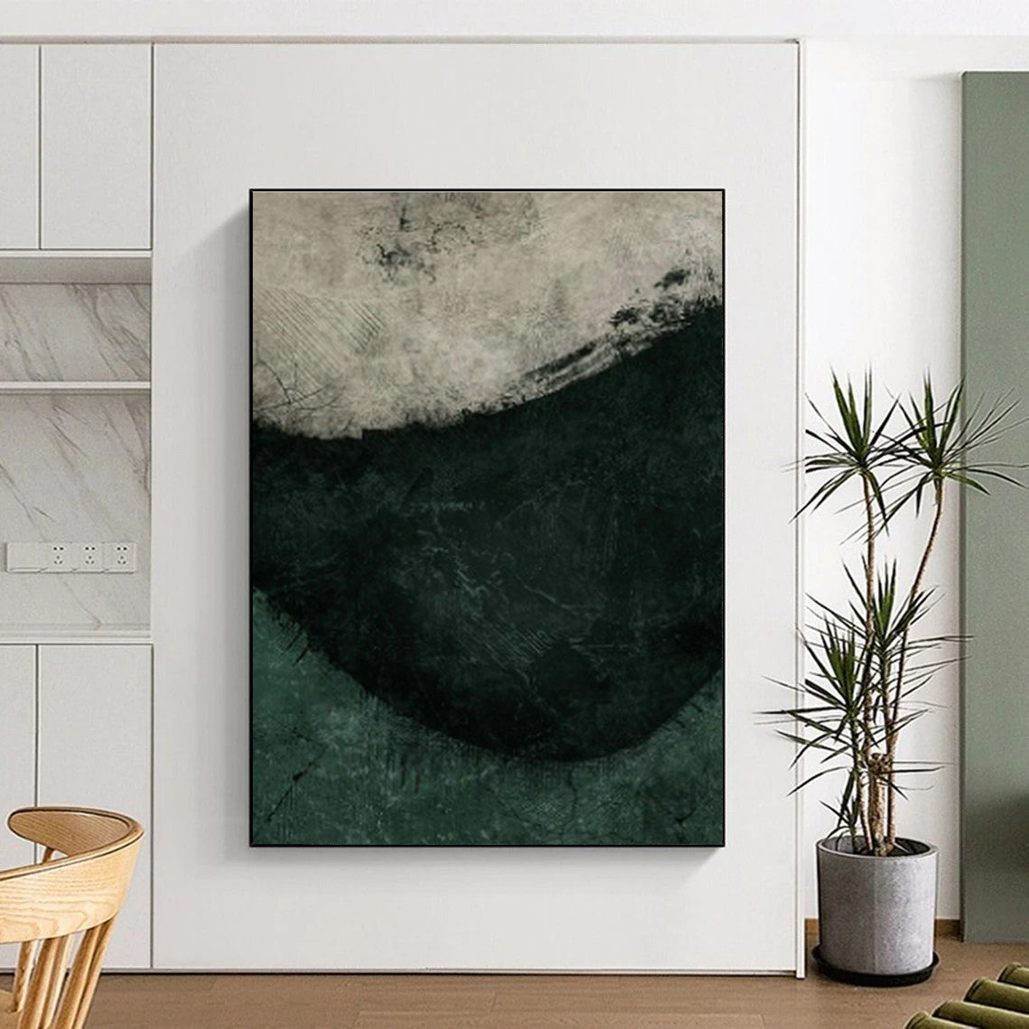 Textured Green Abstract Art for Nature - Inspired Spa & Industrial - Style Lounge DLZ1386