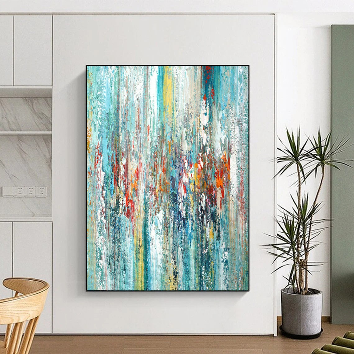 Colorful Vertical Stripes Abstract Art for Living Room & Studio DLZ0441