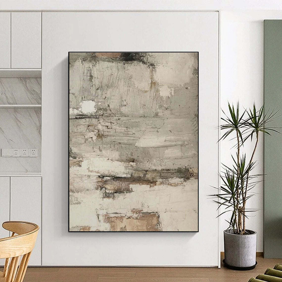 Gray - White Abstract Art for Calming Home Bedroom Ceiling Accents DLZ0209