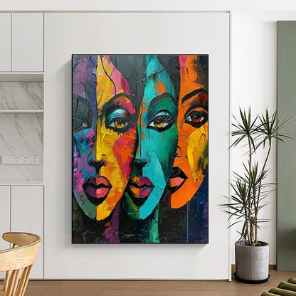 Colorful Portrait Abstract Art for Bohemian Café & Cultural Community Center DLZ1740