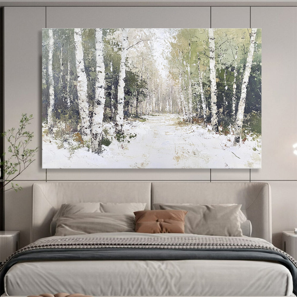 Birch Forest in Snow Art for Winter - Themed Lodge & Nature Lover’s Study SC466