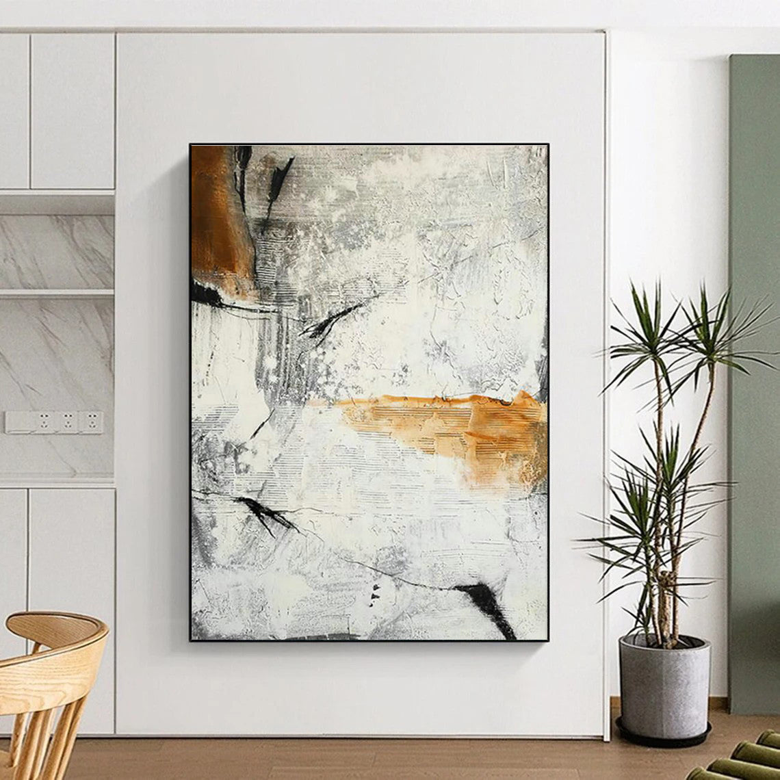 Gray - Orange Abstract Art for Industrial Loft & Contemporary Art Show DLZ2157