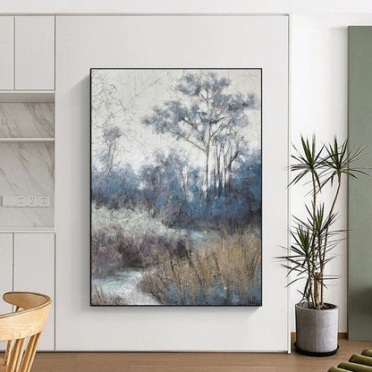 Blue - Toned Forest Landscape Art for Nature - Inspired Yoga Studio & Rustic Cabin DLZ2158