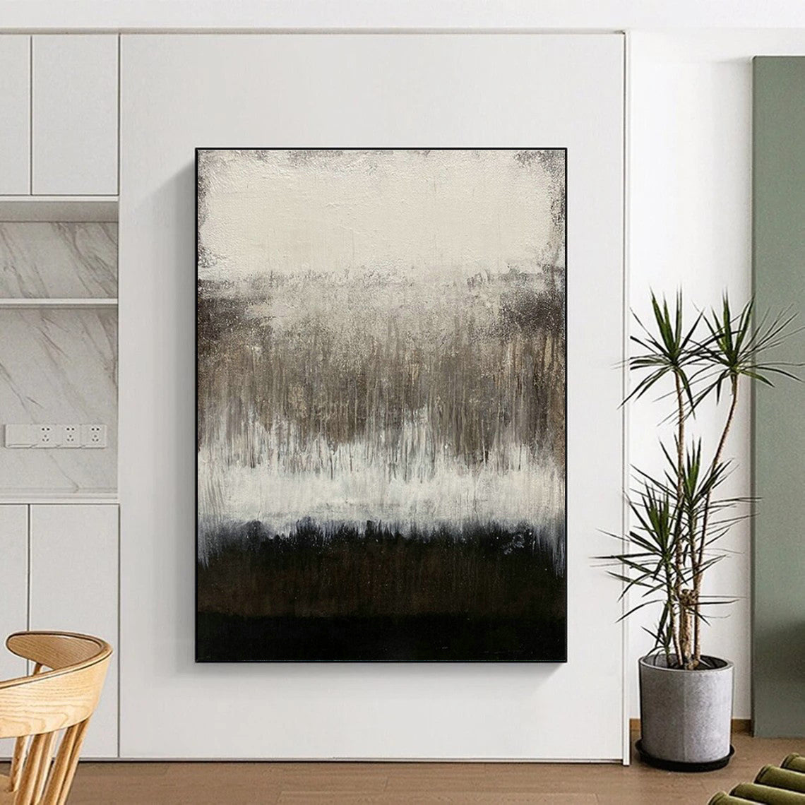Gray - Black Abstract Drip Art for Industrial Loft & Contemporary Studio DLZ2043