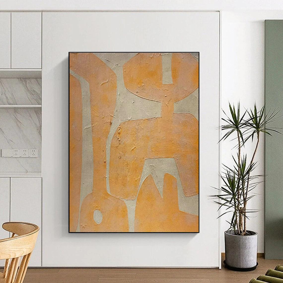Orange - Beige Abstract Art for Bohemian Living Room & Tropical Art Gallery DLZ1885