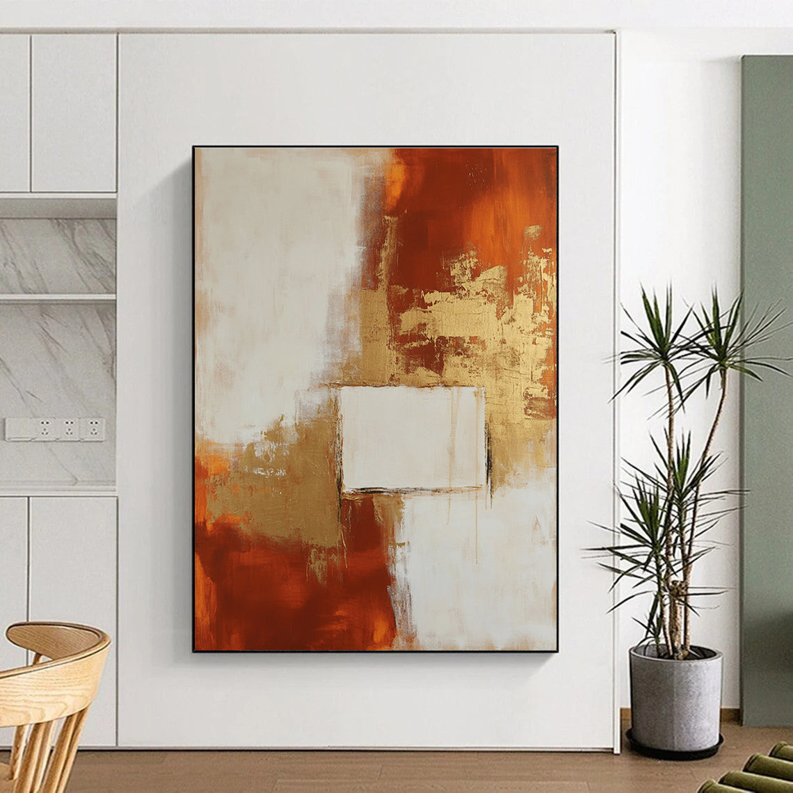 Gold and Rust Abstract for Luxury Hotel Lobby & Art - Themed Dining Room STSC244