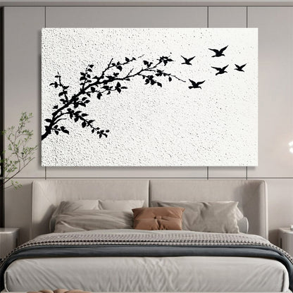 Minimalist Bird and Branch Art for Scandinavian - Style Bedroom & Zen Meditation Space SC434