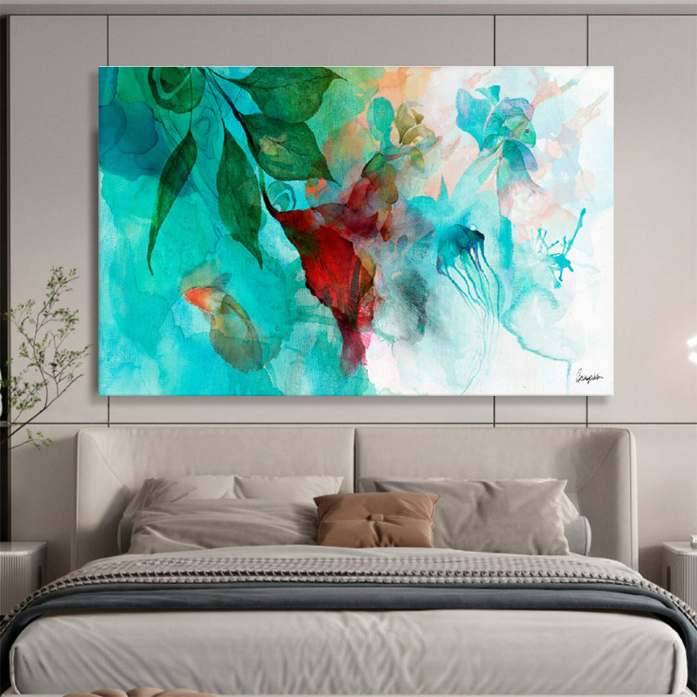 Marine Life Watercolor Art for Beach House Bathroom DLZ2922