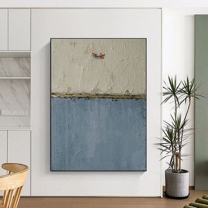 Blue - White - Gold Abstract Art for Living Room & Bedroom DLZ0526