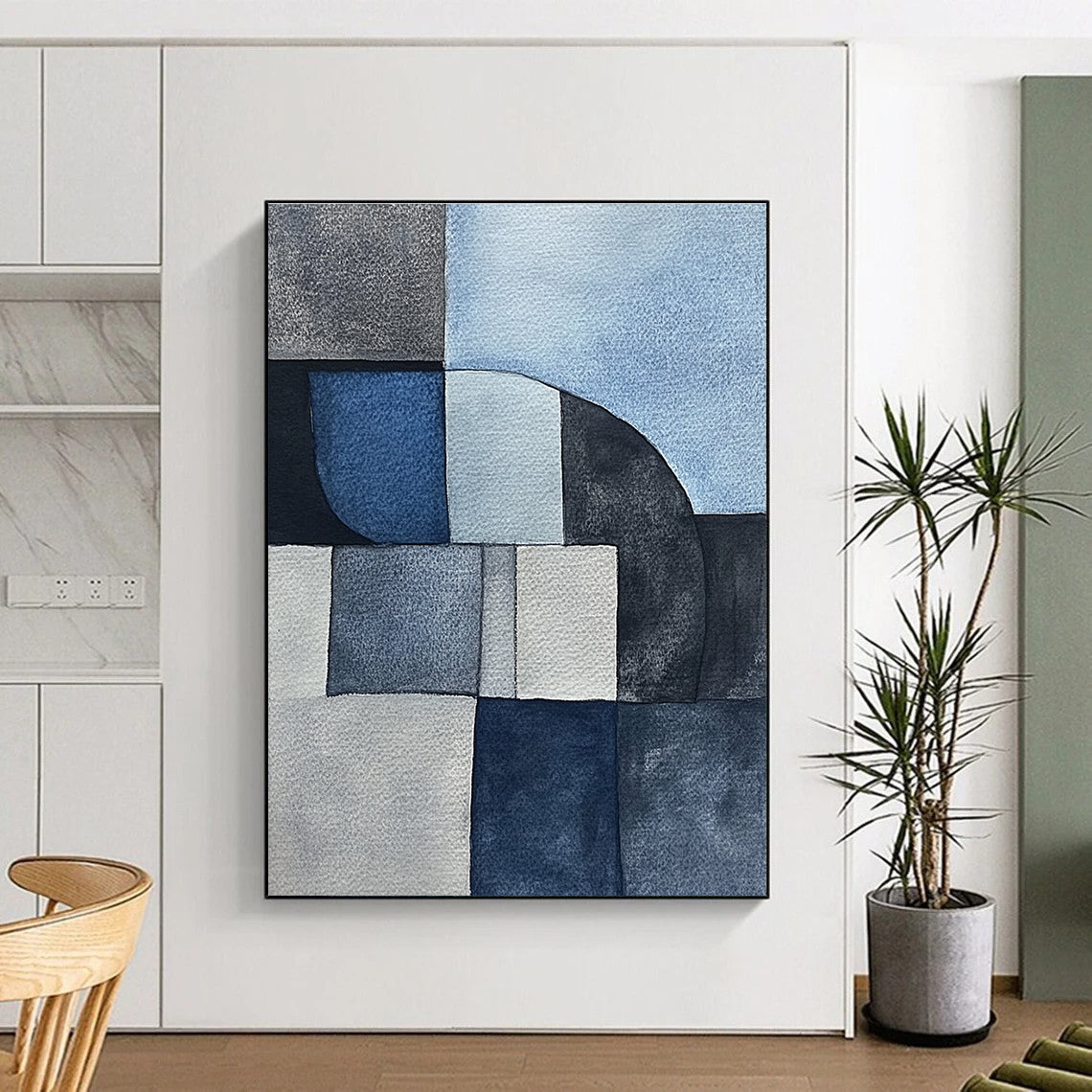 Blue - Toned Geometric Abstract for Modern Office & Art - Centric Home STSC240