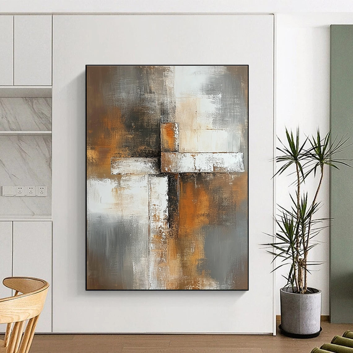 Textured Cross Art for Industrial - Style Café & Art Gallery Corridor STSC811