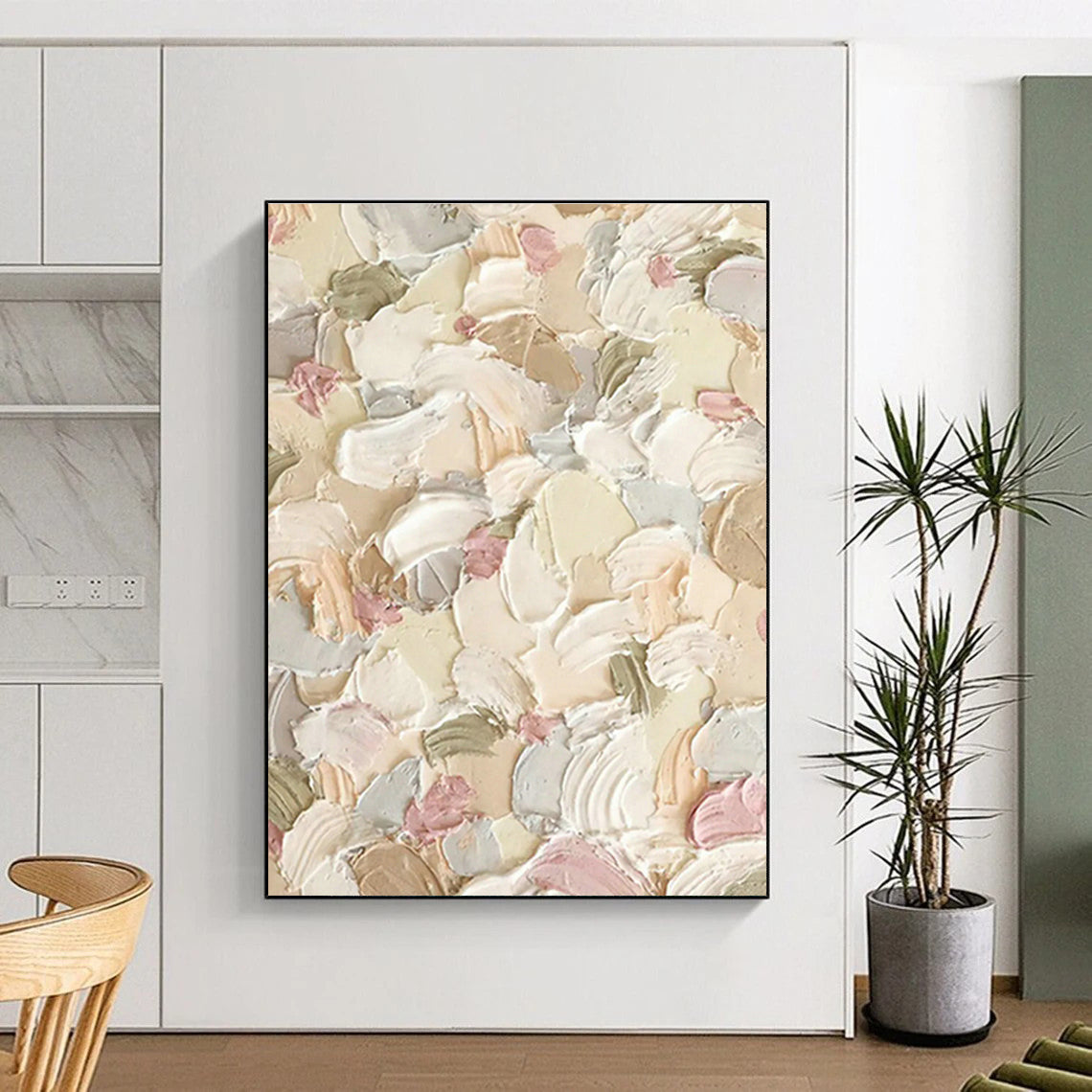 Pink - Green Floral Thick - Paint Art for Shabby - Chic Bedroom & Garden - Themed Tea Parlor DLZ0989
