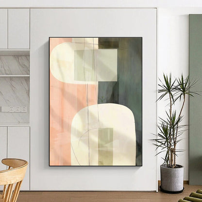 Pink - Green Geometric Abstract Art for Feminine Boutique & Art - Inspired Café DLZ1947