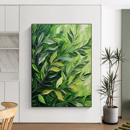 Green Leafy Textured Art for Botanical Café & Nature - Inspired Home Office STSC1130