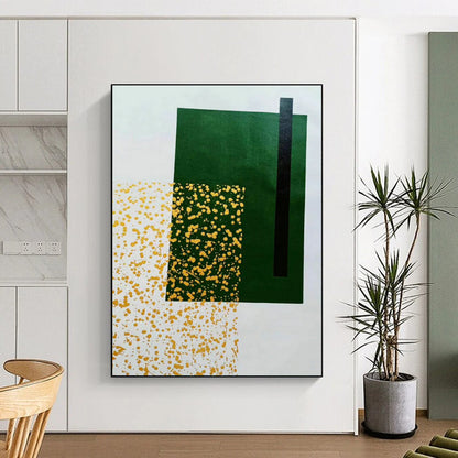 Green and Yellow Geometric Abstract Art for Modern - Tropical Home & Art - Centric Co - working Space DLZ0759