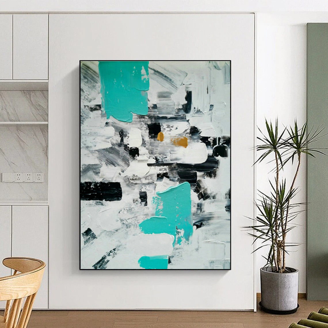 Blue - Grey Geometric Abstract Art for Minimalist Study & Industrial - Chic Loft DLZ1354