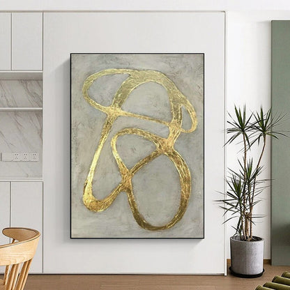 Abstract Gold Ribbon Wall Art for Living Room & Office DLZ2000