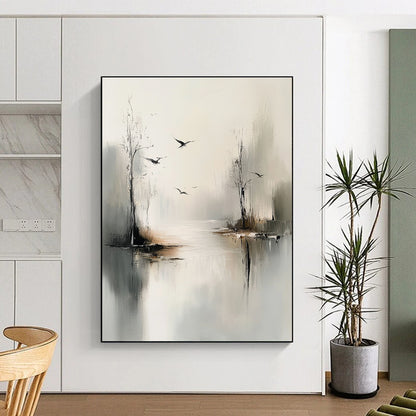 Misty River with Birds for Zen - Inspired Bedroom & Nature - Themed Lounge STSC351