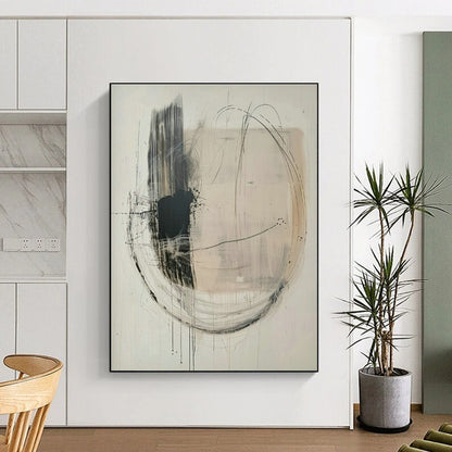Black - White Line Abstract Art for Minimalist Office & Art Gallery Lounge DLZ1829