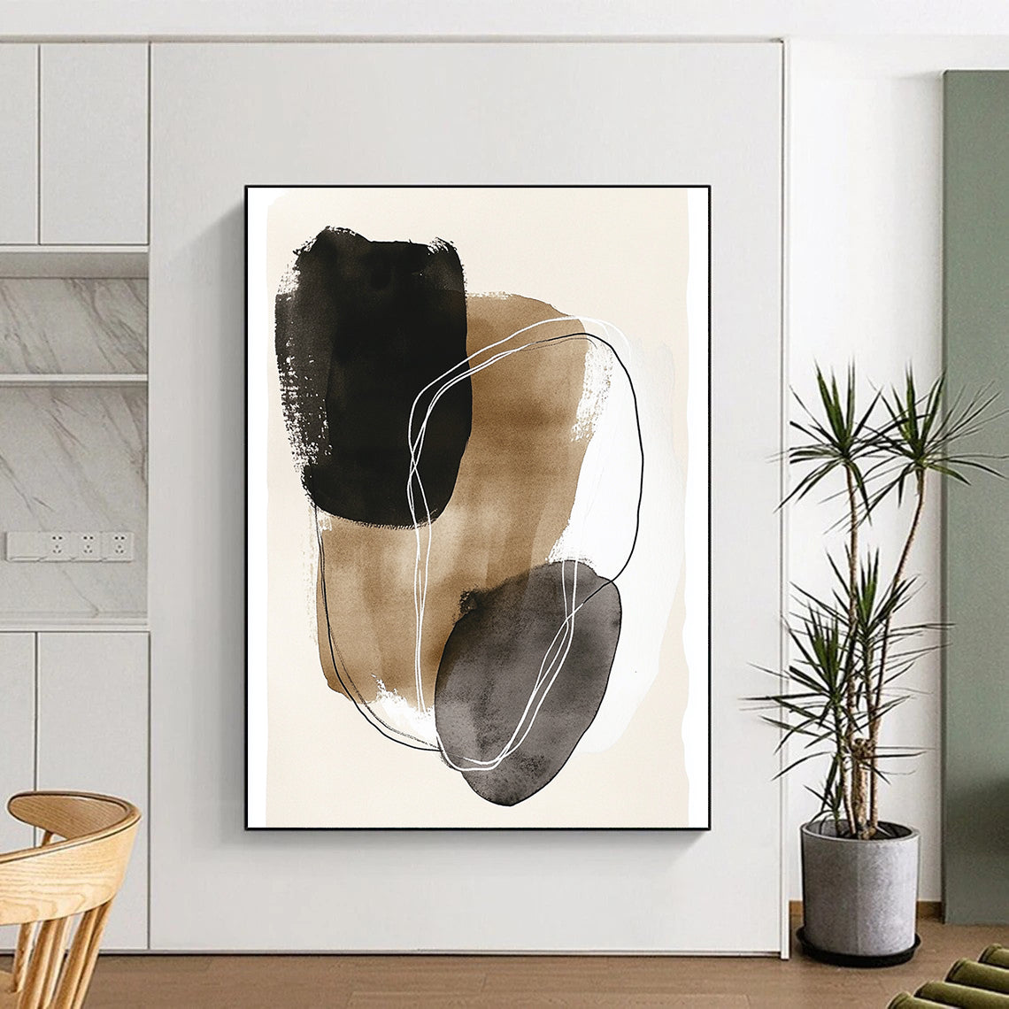 Abstract Ink Shapes Bohemian - Style Art for Eclectic Home Living Room & Creative Home Office STSC1459