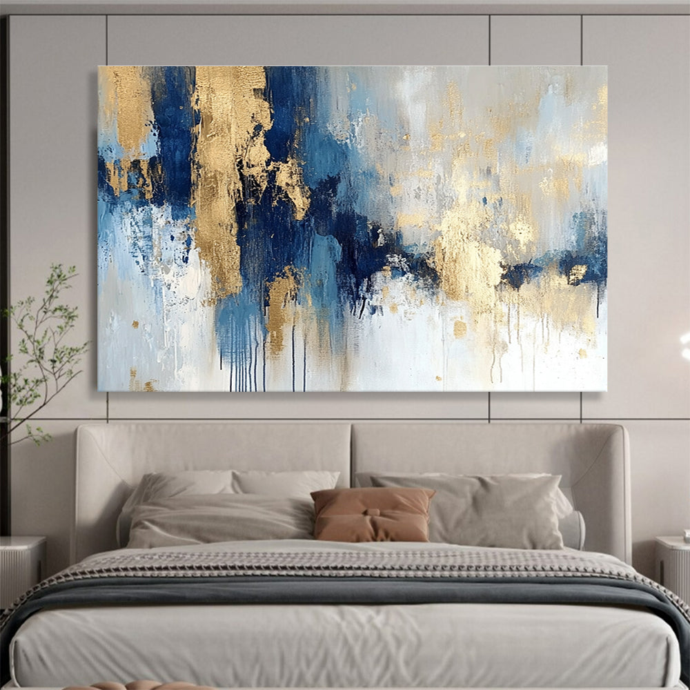 Blue - Gold Abstract Art for Upscale Office & Fine - Dining Restaurant SC021