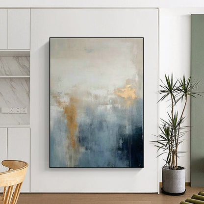 Blue - Gold Misty Abstract Art for Living Room & Bedroom DLZ0384