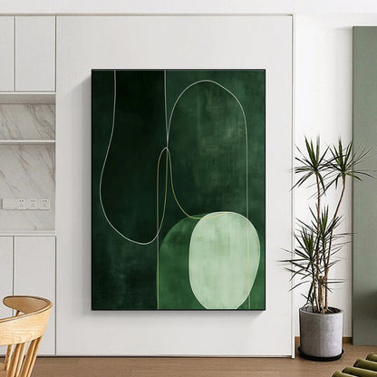 Green Geometric Abstract Art for Botanical - Themed Café & Modern Art Studio DLZ1834
