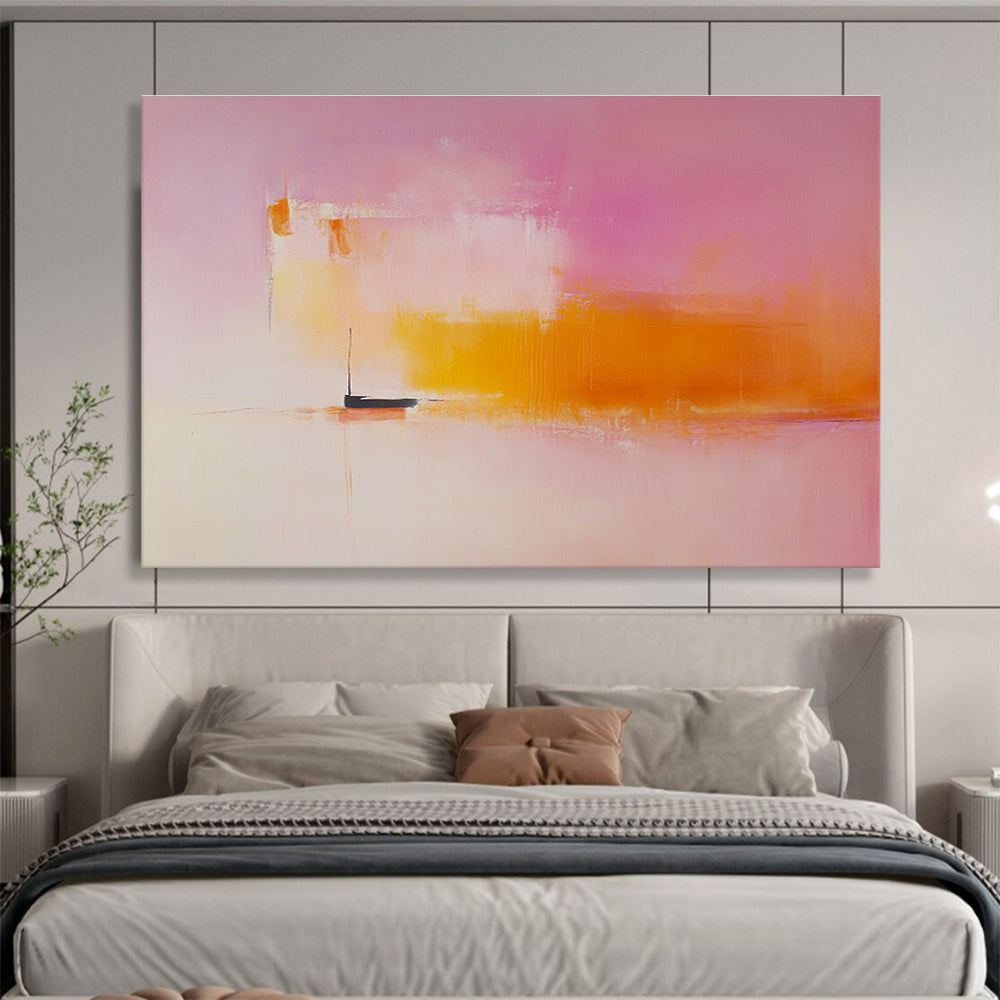Pink - Toned Boat Abstract Art for Coastal Bedroom & Relaxing Lounge SC330