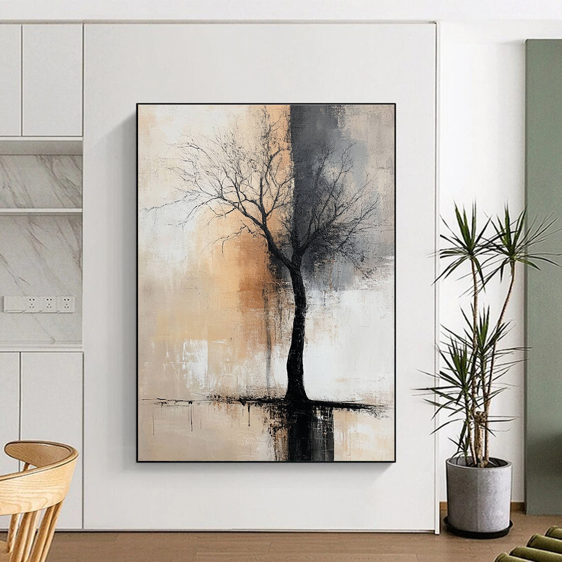 Bare Tree Abstract Reflection for Minimalist Bedroom & Nature - Inspired Office STSC492