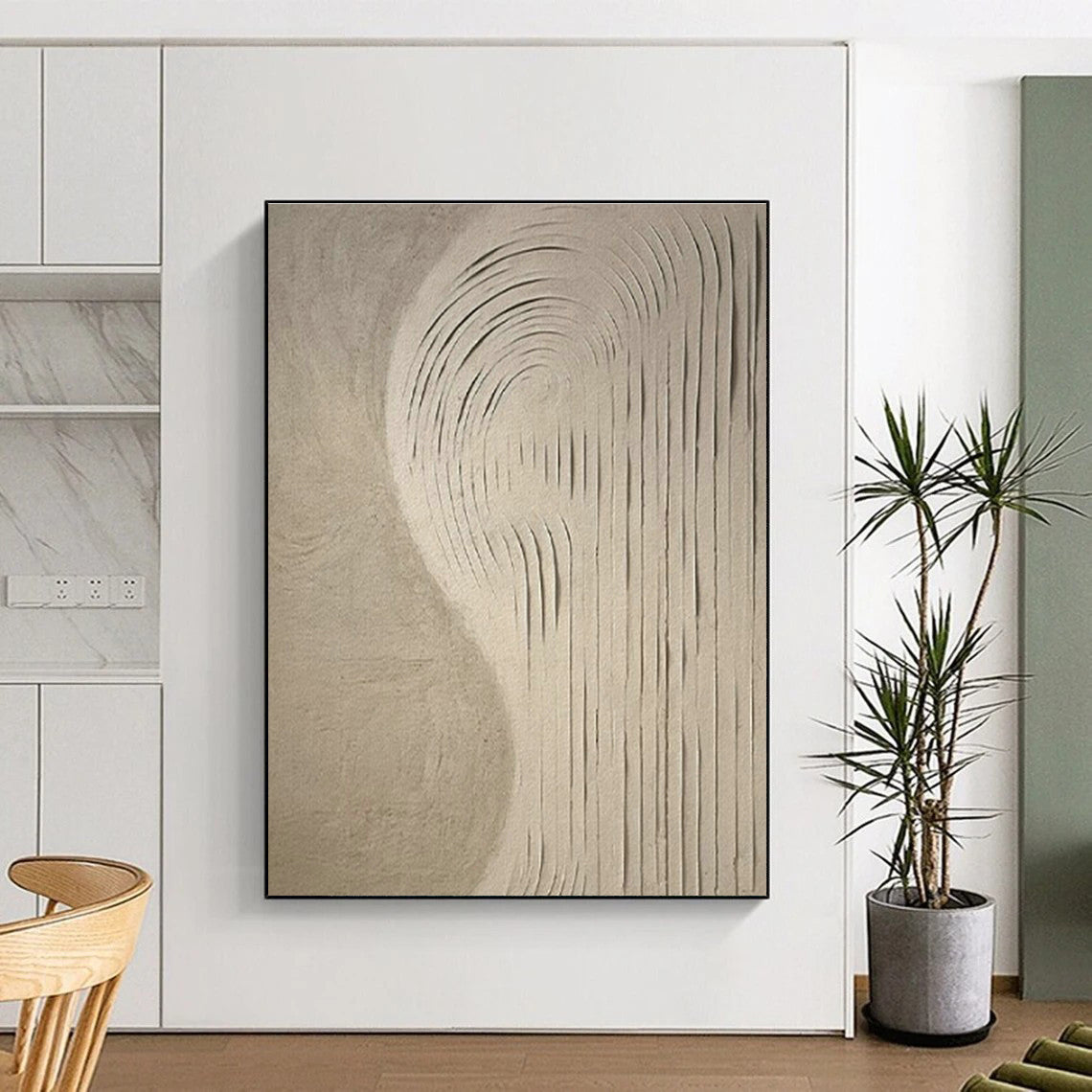 Light Brown Wavy Abstract Art for Spa Retreat & Zen - Inspired Home DLZ1855