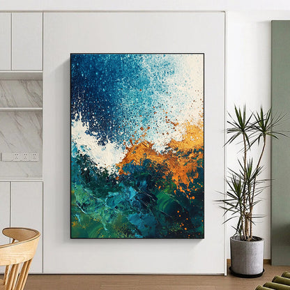 Blue and Gold Ocean Abstract for Luxury Beach House & Upscale Spa STSC324