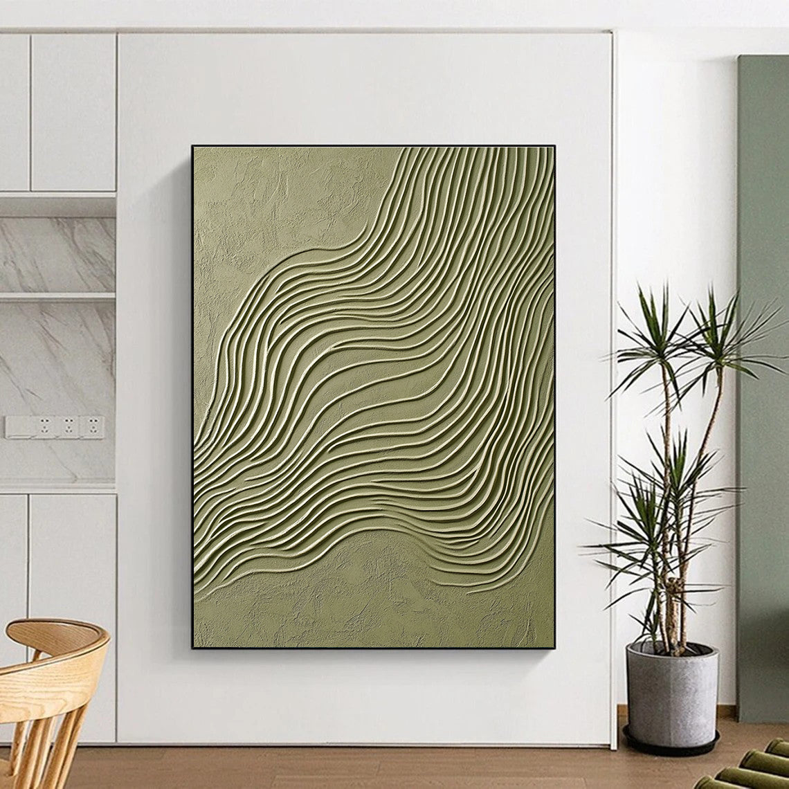 Wavy Lines in Green for Modern Eco - Friendly Café & Nature - Inspired Office STSC940