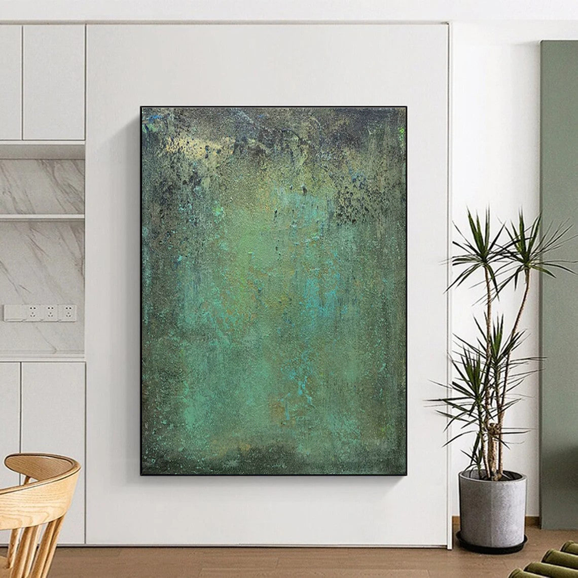 Teal - Green Textured Art for Nature - Themed Library & Outdoor - Inspired Café DLZ1487