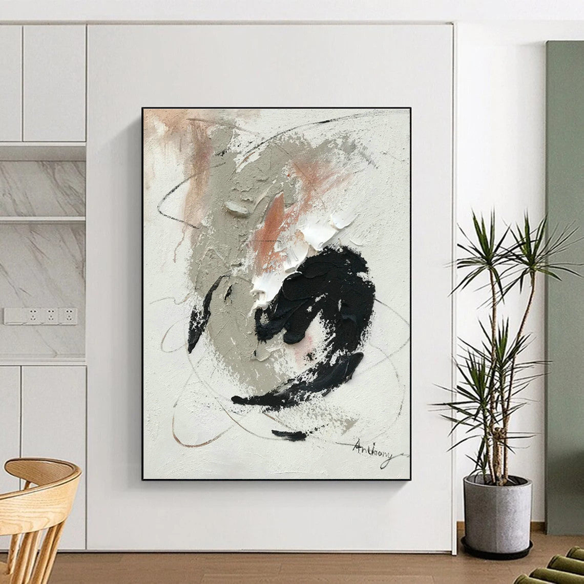 Gray - Black - White Abstract Art for Minimalist Gallery & Urban Apartment DLZ0819