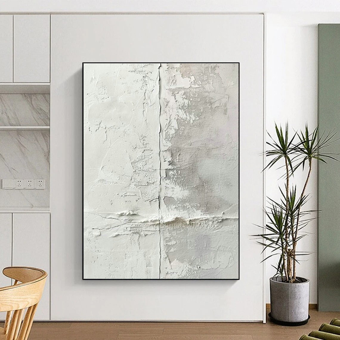 Gray - White Textured Abstract Art for Industrial - Chic Loft & Minimalist Art Gallery DLZ1913