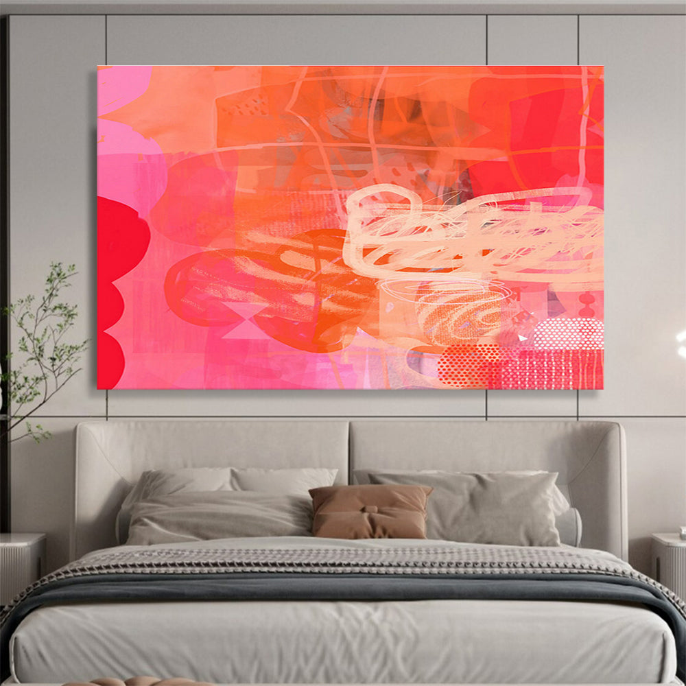 Pink - Orange Vibrant Abstract Art for Energetic Fitness Studios DLZ2451