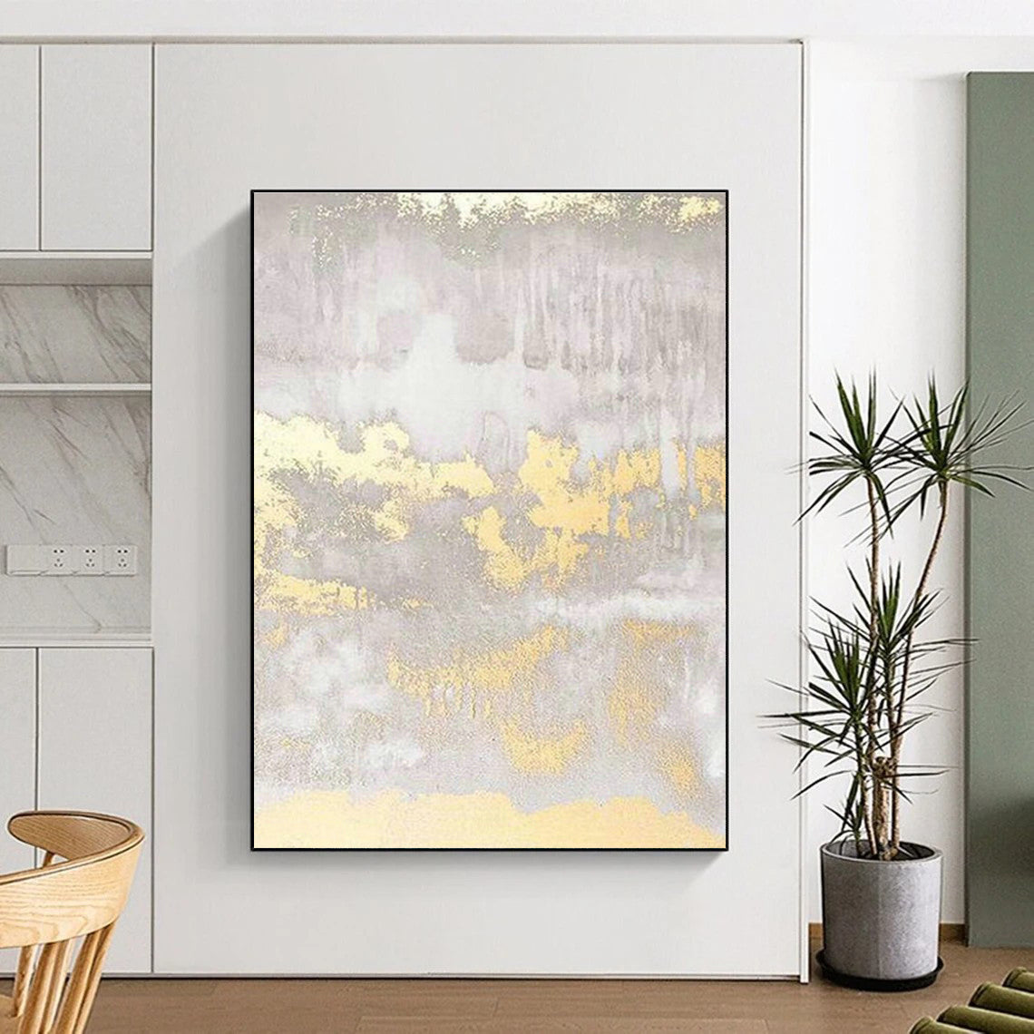 Gold - Gray Abstract for Sophisticated Hotel Lobby & Luxury Rooftop Bar DLZ0958